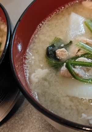 豚と大根ほうれん草の味噌汁-レシピのメイン写真