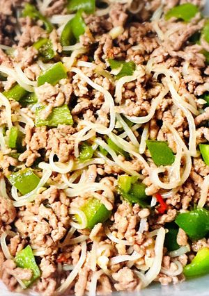 ひき肉とピーマンと白滝の青椒肉絲風中華-レシピのメイン写真