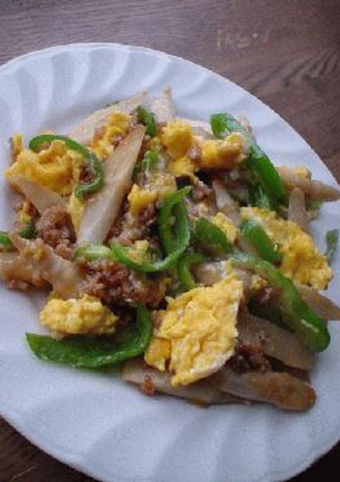 筍と挽肉のオイスターソース炒め、ふんわり卵ととろみつき-レシピのメイン写真