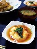 カニ缶消費。レンジだけでふんわり豆腐茶巾