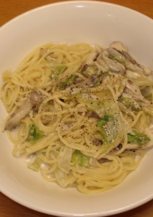 濃厚♡舞茸とレタスのチーズクリームパスタ-レシピのメイン写真