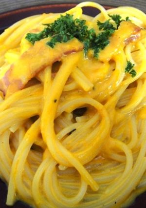 ハロウィンに♪かぼちゃのクリームパスタ-レシピのメイン写真