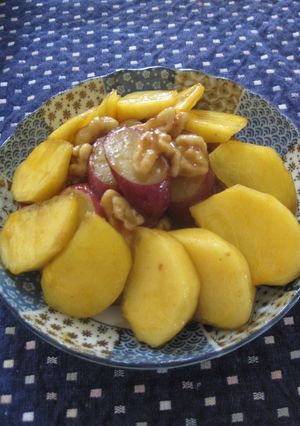 ポッカレモンでさつま芋と柿のみたらし和え-レシピのメイン写真