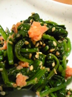 ほうれん草とほぐし鮭のからし醤油和え-レシピのメイン写真