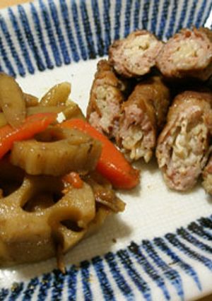 エノキ豚肉巻きdeいり豚　お弁当のおかず-レシピのメイン写真
