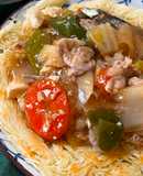 鍋リメイク　あんかけ焼きそうめん