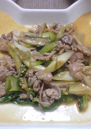 セロリとチンゲンサイのオイマヨ肉炒め-レシピのメイン写真