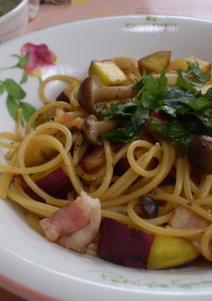 さつまいも☆ベーコン☆きのこの和風パスタ-レシピのメイン写真