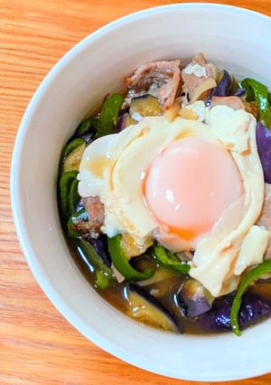 茄子と豚バラ肉の煮込みうどん-レシピのメイン写真
