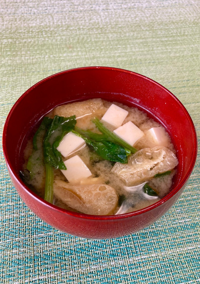 ほうれん草と油揚げと豆腐のお味噌汁♪-レシピのメイン写真