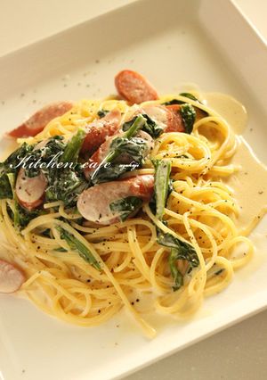 ウインナーとほうれん草のクリームパスタ-レシピのメイン写真