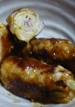 お弁当に♪豚とキャベツのグルグル巻き◎-レシピのメイン写真