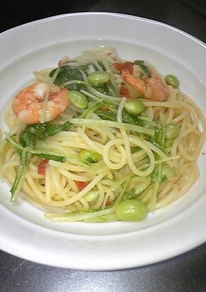 海老と水菜の簡単パスタ★ランチにどうぞ♪-レシピのメイン写真