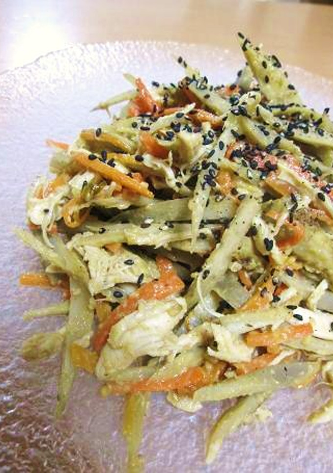 しっとりササミとごぼうのごま味噌きんぴら-レシピのメイン写真
