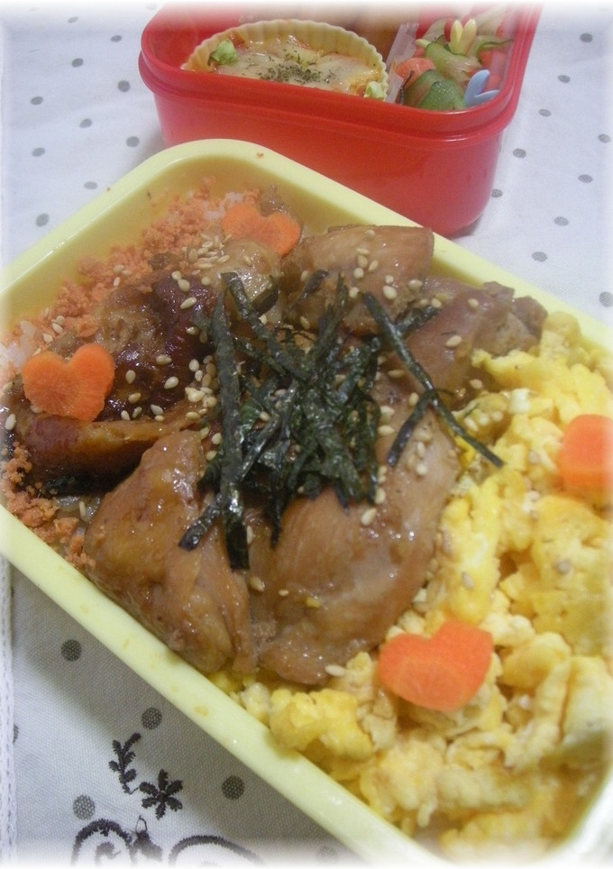 旦那弁★鮭・卵・鶏の３色丼風～-レシピのメイン写真