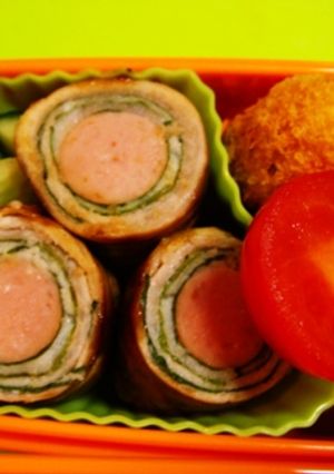 お弁当に♡ウインナーの豚シソ巻き-レシピのメイン写真