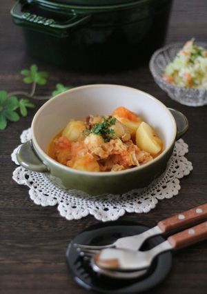 ホタテとじゃがいものトマトスープ煮-レシピのメイン写真