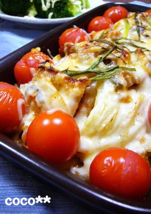 焼きトマトも絶品☆豚キムチのチーズ焼き-レシピのメイン写真