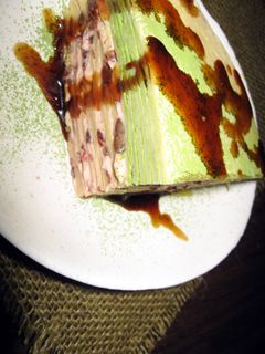 抹茶と小豆のミルクレープ 黒蜜ソース-レシピのメイン写真