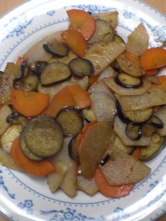 茄子人参山芋の味ポン炒め-レシピのメイン写真
