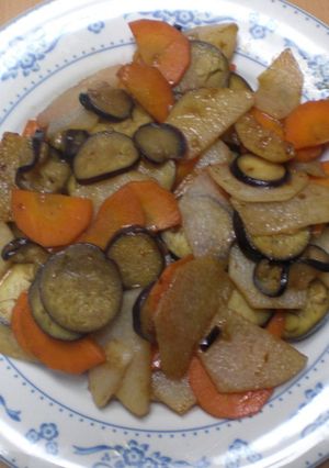 茄子人参山芋の味ポン炒め-レシピのメイン写真