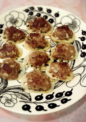 レンコンのひき肉のっけ焼き-レシピのメイン写真