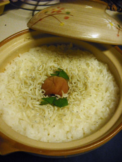 土鍋で!梅とシラスの釜飯・・・-レシピのメイン写真