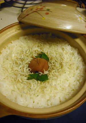 土鍋で！梅とシラスの釜飯・・・-レシピのメイン写真
