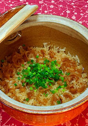 ホタテ（ひも）の土鍋ご飯-レシピのメイン写真