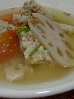ふわとろレンコンつみれの胡麻スープ-レシピのメイン写真
