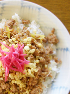 ひき肉と揚げ玉ののっけ丼-レシピのメイン写真