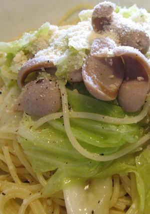 ソーセージとキャベツのスパゲティ-レシピのメイン写真