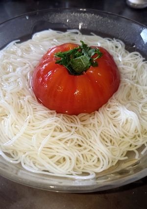 丸ごとトマトの煮浸しそうめん-レシピのメイン写真