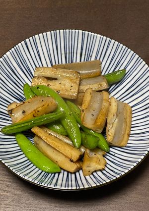 蓮根とスナップエンドウのバター醤油炒め♪-レシピのメイン写真