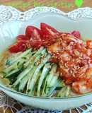 ஐ胡麻つゆで♪キムチ・胡瓜・トマト素麺ஐ