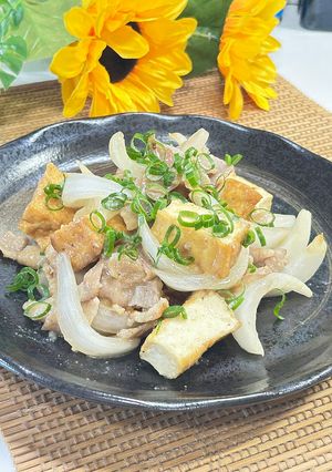 厚揚げと玉ねぎの豚バラ「マヨ味噌」炒め-レシピのメイン写真