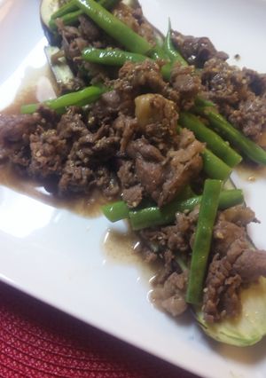 なすボートに牛肉のっけ。-レシピのメイン写真