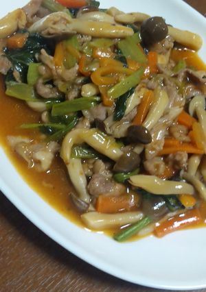 小松菜と豚肉のピリ辛炒め煮-レシピのメイン写真