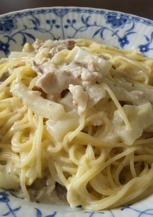 白菜と豚肉のクリーム風パスタ～牛乳で-レシピのメイン写真