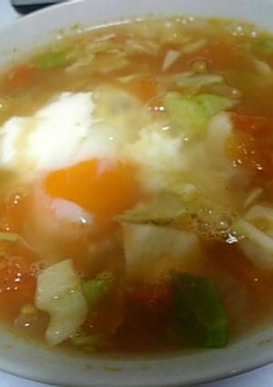 ★-温玉入りトマトのスープ-★-レシピのメイン写真