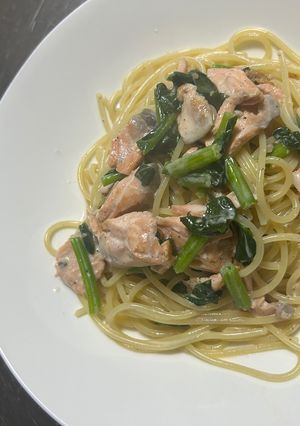とーちゃんの特製サーモンクリームパスタ-レシピのメイン写真