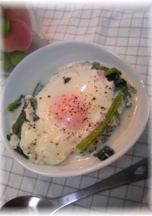 ♡簡単あったか♪卵とほうれん草のミルク煮-レシピのメイン写真