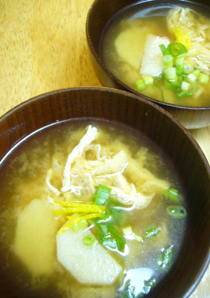 ほっこり長芋と油揚げのお味噌汁-レシピのメイン写真