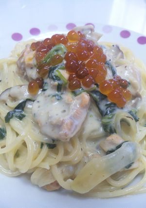 鮭とイクラのクリームパスタ-レシピのメイン写真