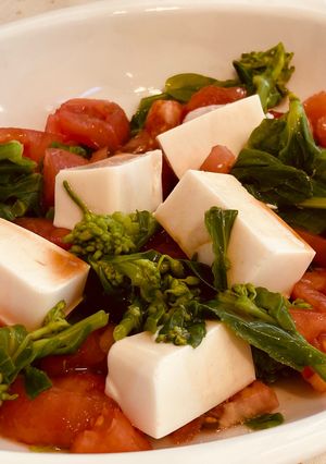菜の花とトマトと豆腐のごま風味サラダ-レシピのメイン写真