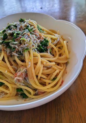 和えるだけ！しらすと梅肉のゴマ和えパスタ-レシピのメイン写真
