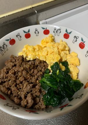 ひき肉ほうれん草たまごの3色そぼろ丼-レシピのメイン写真