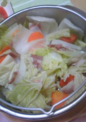 ☆白菜メイン☆圧力鍋で３分：蒸し野菜☆-レシピのメイン写真