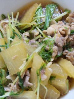 大根水菜豚肉の煮物-レシピのメイン写真