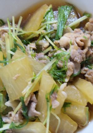 大根水菜豚肉の煮物-レシピのメイン写真